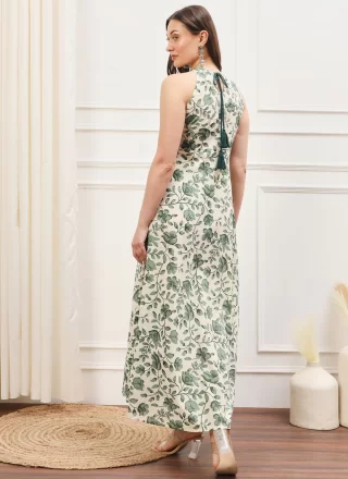 Off White Cotton  Designer Gown