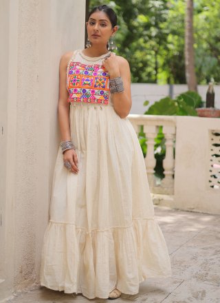 Off White Cotton  Designer Gown
