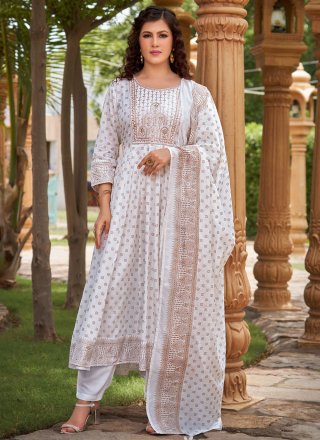 Off White Rayon Salwar Suit