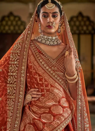 Off White Silk A - Line Lehenga Choli