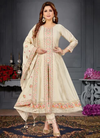 Off White Silk Pant Style Suit