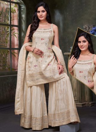 Off White Silk Salwar Suit