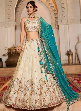 Off White Tissue Lehenga Choli