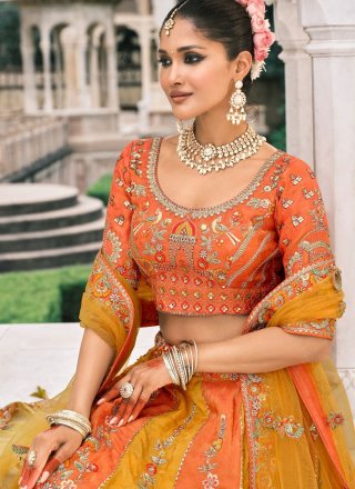 Orange and Yellow Silk Lehenga Choli