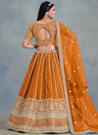 Orange Art Silk Lehenga Choli