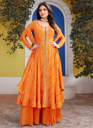 Orange Georgette Anarkali Suit