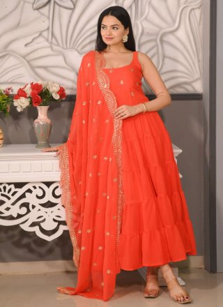 Orange Georgette Readymade Style