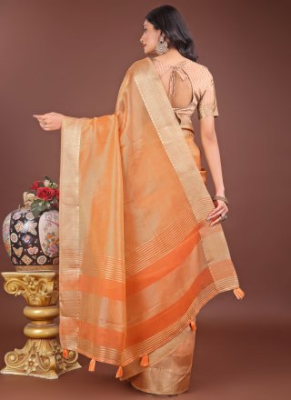 Orange Organza Classic Sari