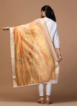 Orange Organza Designer Dupatta