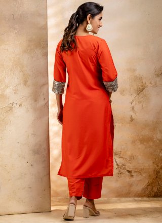 Orange Rayon Salwar Suit