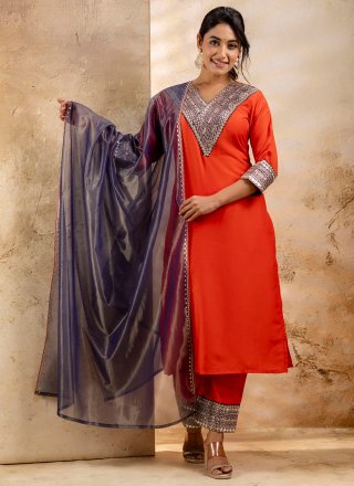 Orange Rayon Salwar Suit