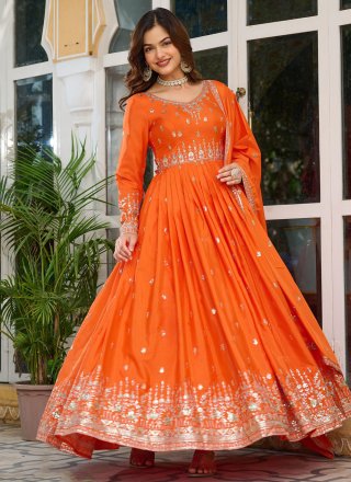 Orange Silk Gown