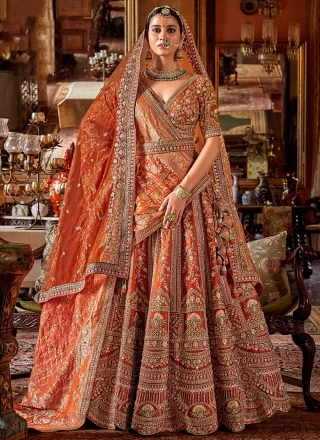 Orange Silk Lehenga Choli
