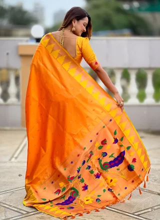 Orange Silk Trendy Saree