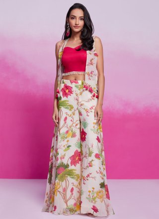 Organza Readymade Salwar Suit In Rani and Red