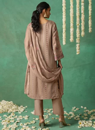 Organza Salwar Suit In Beige