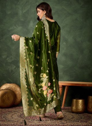Organza Salwar Suit In Green Color