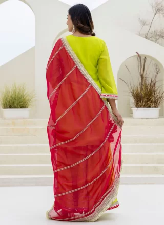Organza Salwar Suit In Green Colour