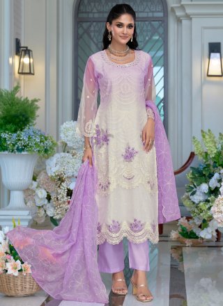 Organza Salwar Suit In Mauve Color