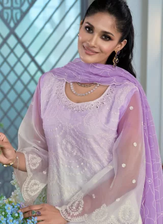 Organza Salwar Suit In Mauve Color