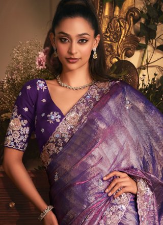 Organza Traditional Saree In Purple