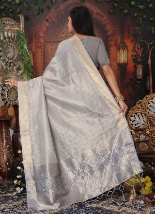 Organza Trendy Saree In Grey