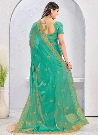 Orphic Green Fandy Trendy Saree with Embroidered and Zari Work