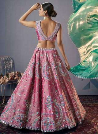Outstanding Pink JIMMY CHU Readymade Lehenga Choli with Beads, Embroidered, Hand, Stone, Thread and Zari Work