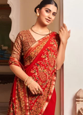 Paisley Print Work Georgette Contemporary Sari