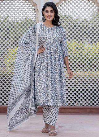 Paramount White Cotton Readymade Salwar Suit