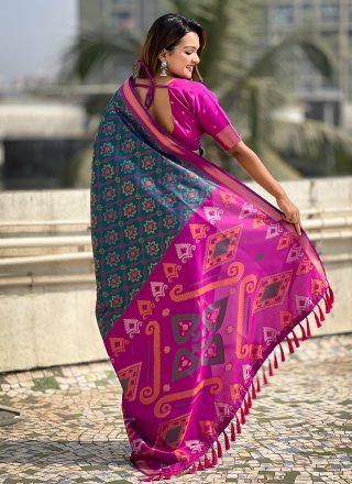 Patola Silk Contemporary Sari In Rama