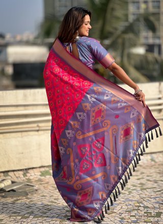 Patola Silk Trendy Saree with Meenakari and Woven Work