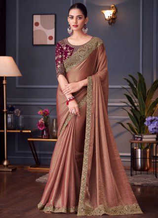 Peach and Pink Silk Classic Saree
