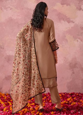 Peach and Rust Embroidered Work Georgette Readymade Style
