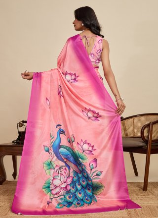 Peach Chinon Classic Sari