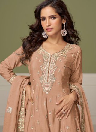 Peach Chinon Salwar Suit