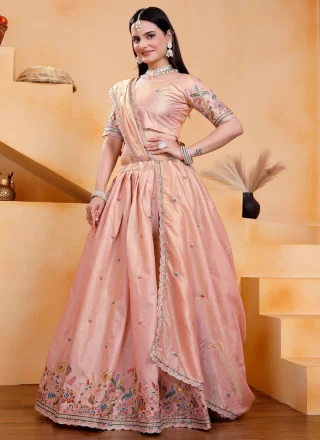 Peach Georgette Lehenga Choli