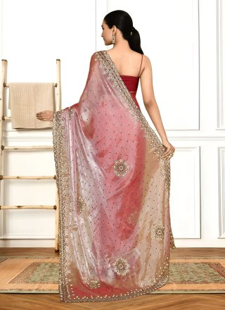 Peach JIMMY CHU Hand Work Classic Sari