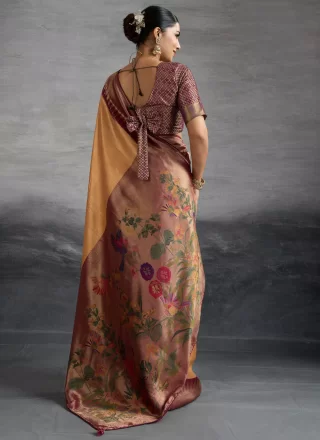 Peach Kanjivaram Silk Contemporary Sari