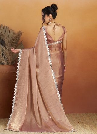 Peach Satin Classic Saree