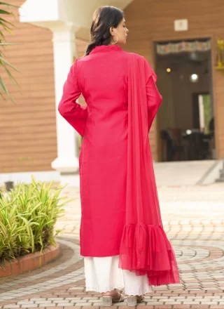 Peach Silk Embroidered Work Readymade Salwar Suit