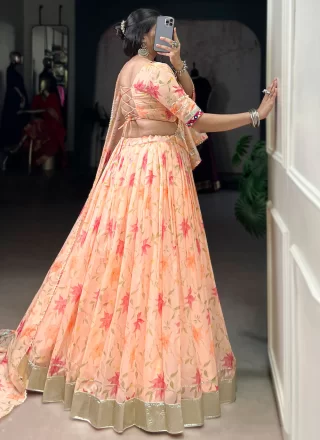 Peach Silk Readymade Lehenga Choli