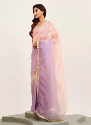 Peach Tissue Classic Saree