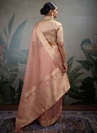 Peach Tissue Traditional Saree