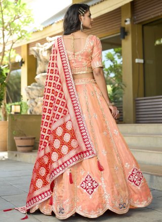 Peach Viscose A - Line Lehenga Choli