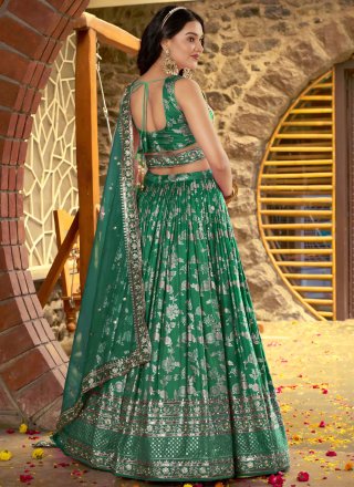 Perfervid Green Jacquard A - Line Lehenga Choli