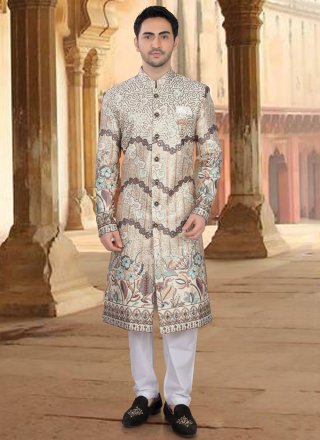 Phenomenal Cream Silk Sherwani