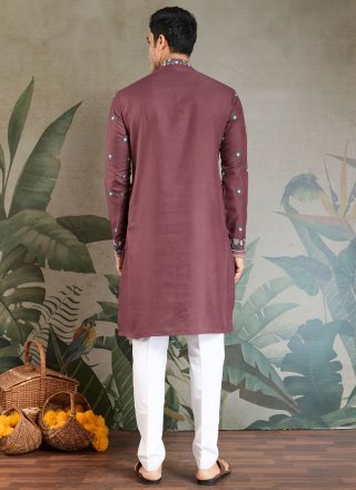 Pink and Rust Silk Kurta Mens Wear