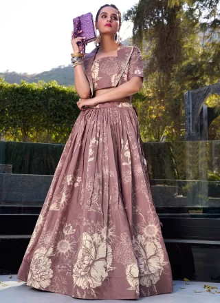 Pink and Rust Tussar Silk Floral Patch Work Readymade Lehenga Choli