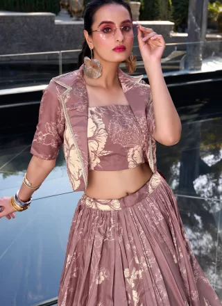 Pink and Rust Tussar Silk Floral Patch Work Readymade Lehenga Choli